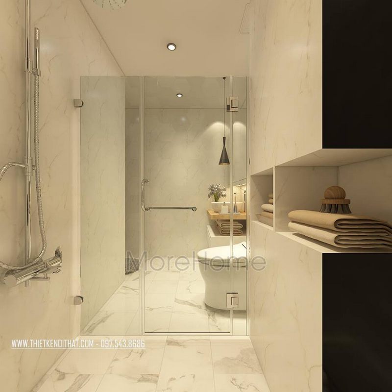 Thiết kế phòng tắm nhà vệ sinh chung cư goldmark city hồ tùng mậu